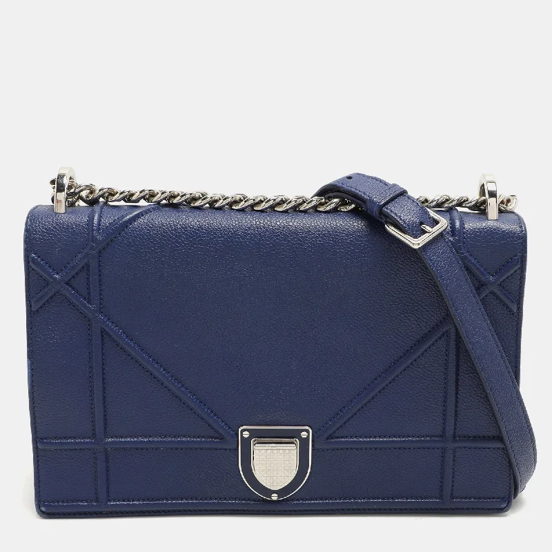 Dior Blue Leather Medium Diorama Flap Shoulder Bag