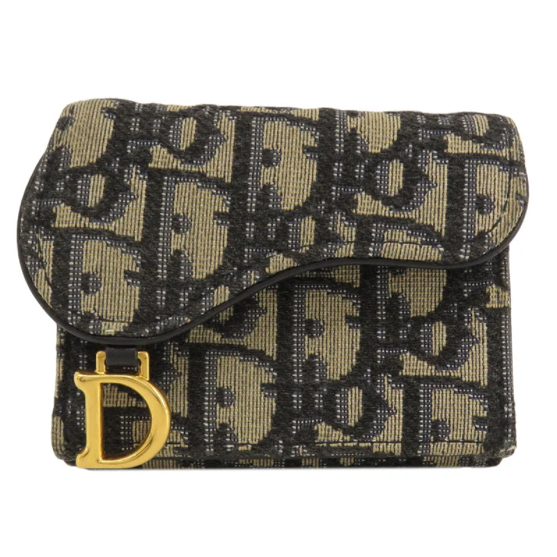 Christian Dior Saddle Wallet Trotter Pattern Bi-fold Canvas Women's CHRISTIAN DIOR