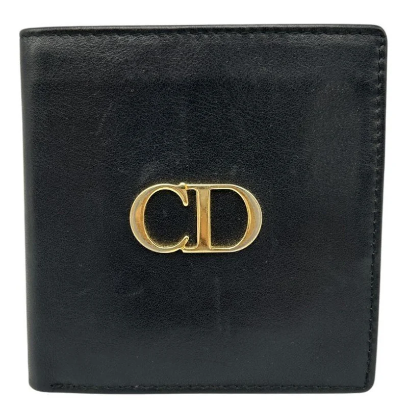 Christian Dior Bi-fold Wallet Black Red W4