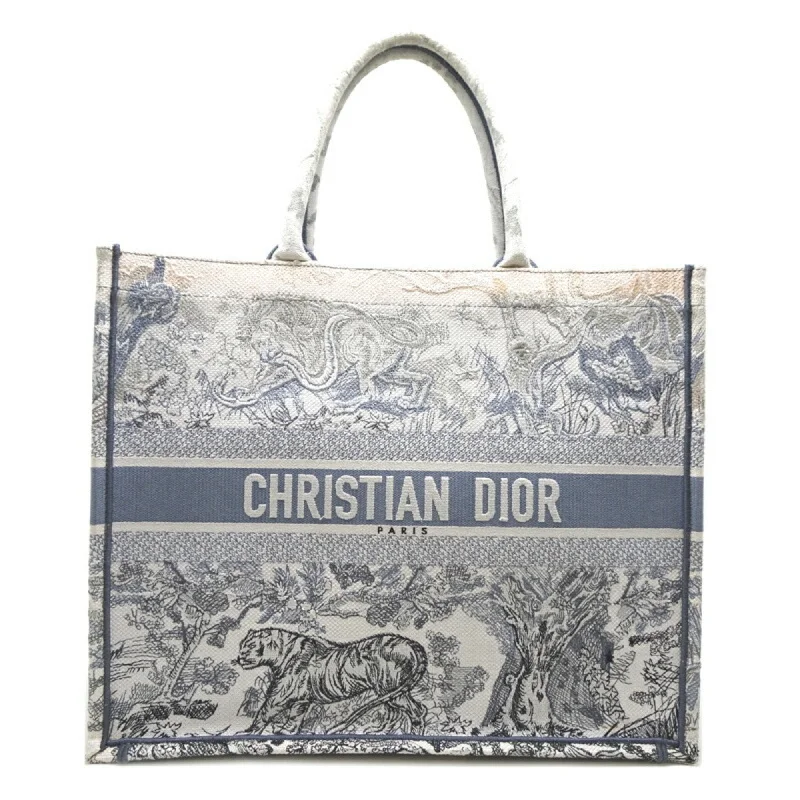 Christian Dior Book Tote Large Women's Handbag M1296ZRLD Jacquard White