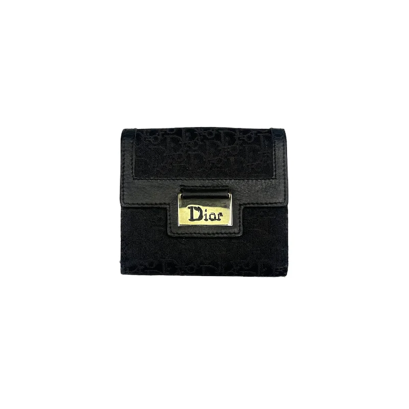 DIOR 2005 BLACK TROTTER CANVAS/LEATHER WALLET 9H3K