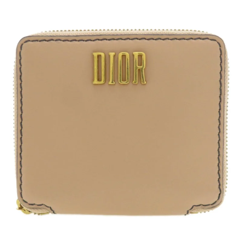 Christian Dior Motif Bi-fold Wallet Calfskin Women's