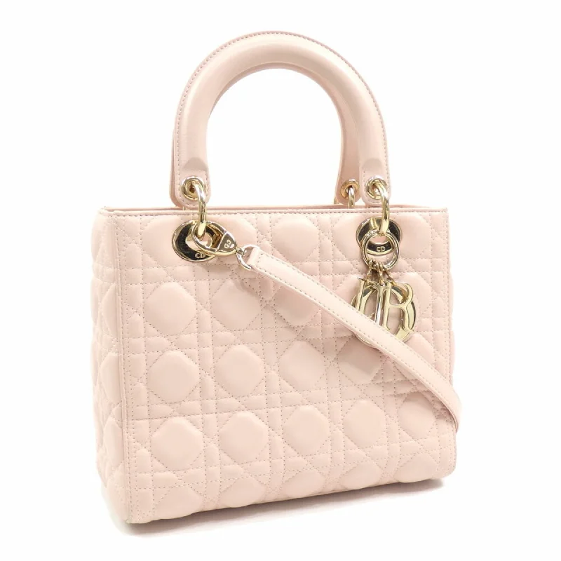 Christian Dior Handbag Lady Women's Pink Lambskin CAL44550 Shoulder Cannage Leather