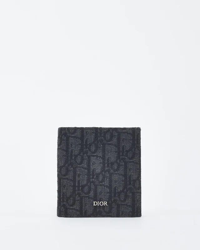 Dior Black Dior Jacquard Canvas Vertical Bi-Fold Wallet