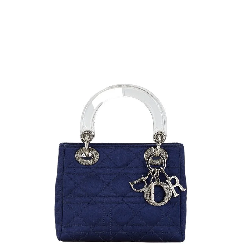 Dior Lady Dior Satin Handbag Navy