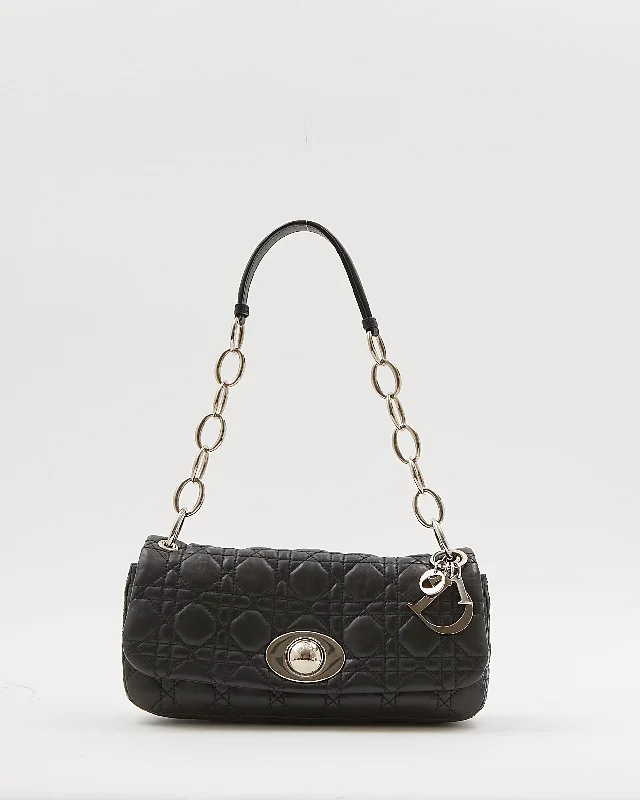 Dior Black Cannage Small Rendezvous Flap Chain Shoulder Bag