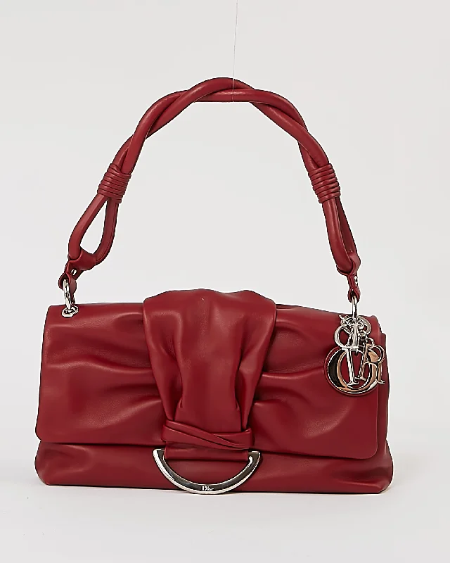 Dior Red Smooth Leather Demi Lune Shoulder Bag