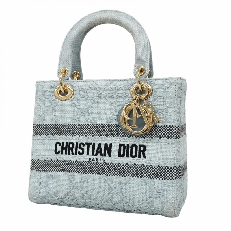 Christian Dior Handbag Lady D Light Raffia Blue Black Champagne Ladies