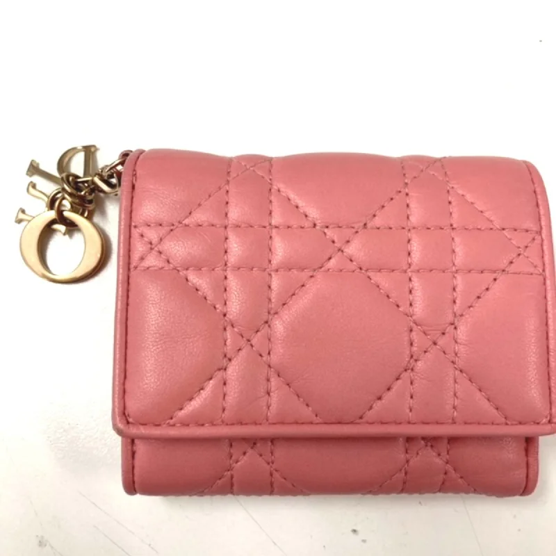 CHRISTIAN DIOR LADY CHRISTIAN DIOR LADYDIOR Compact Wallet Tri-fold Trifold wallet pink