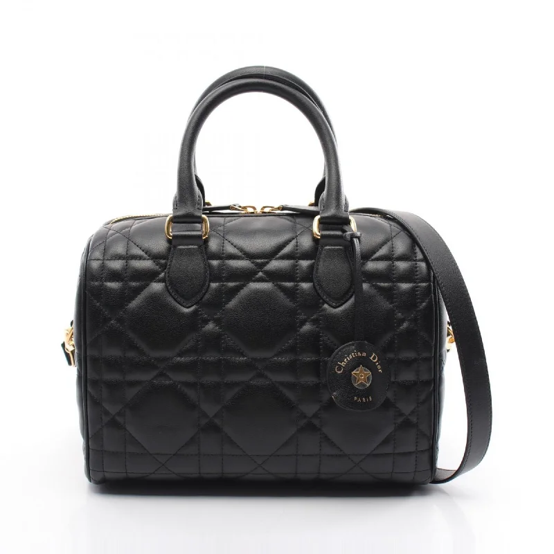 Christian Dior Dior Groove 25 Macrocannage Handbag Bag Leather Women's Black M1365UBOL