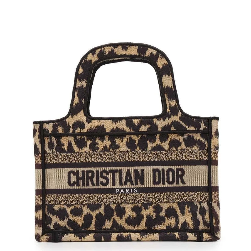 Christian Dior Handbag Canvas Book Tote Leopard S5475ZRHM Black