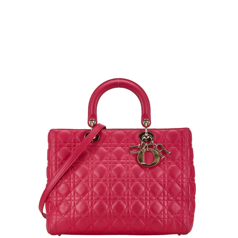 Dior Lady Dior Leather Handbag Pink