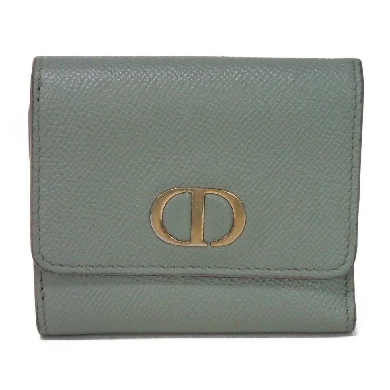 Dior Tri-fold wallet S2057OBAE_M41G Grained calfskin (embossed) Stone gray CD logo 30 Montaigne Lotus Wallet Women Used Authentic