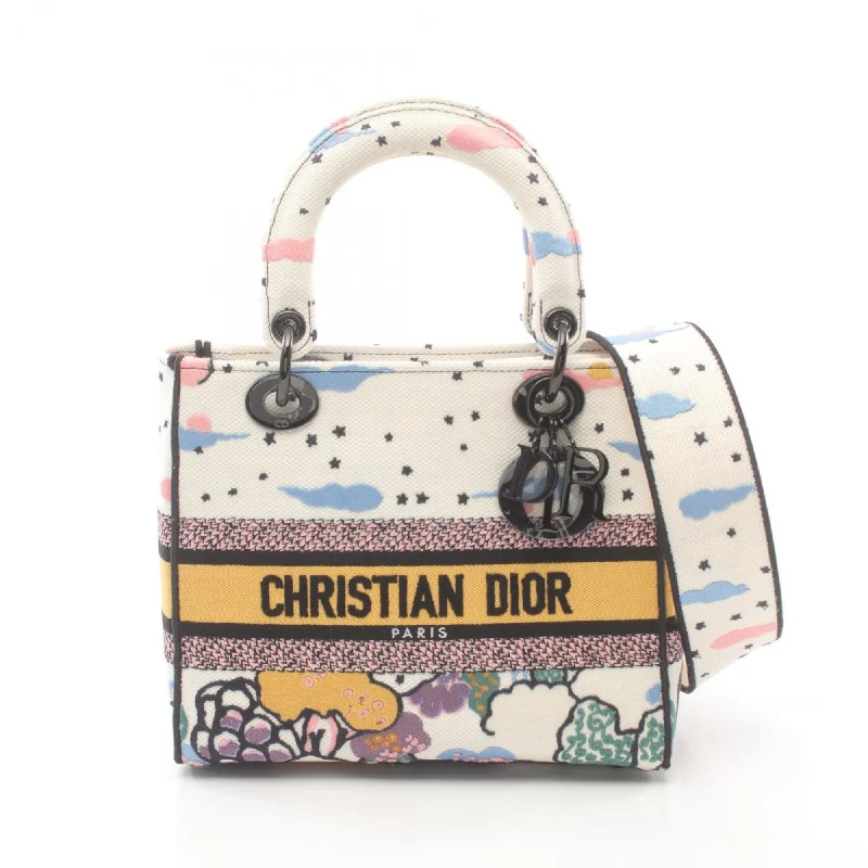 Christian Dior Dior Lady Handbag Bag Canvas Women's White Multicolor