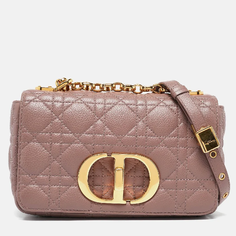 Dior Old Rose Cannage Leather Small Caro Shoulder Bag