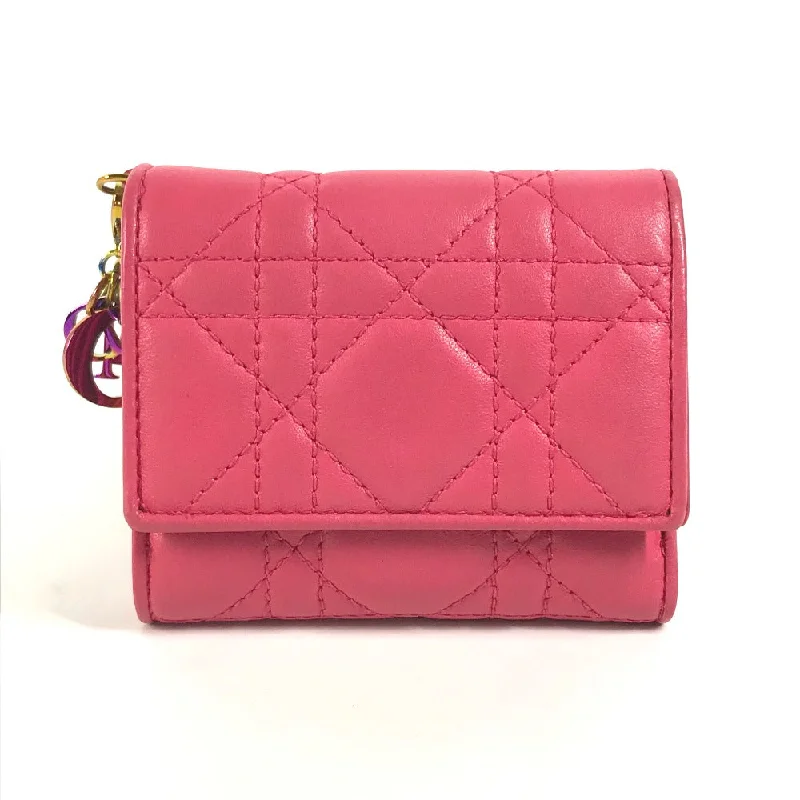 Dior Trifold wallet leather pink Lady Dior LADY DIOR Canage