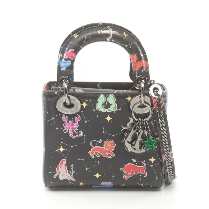 Dior Leather Handbag Black Multicolor