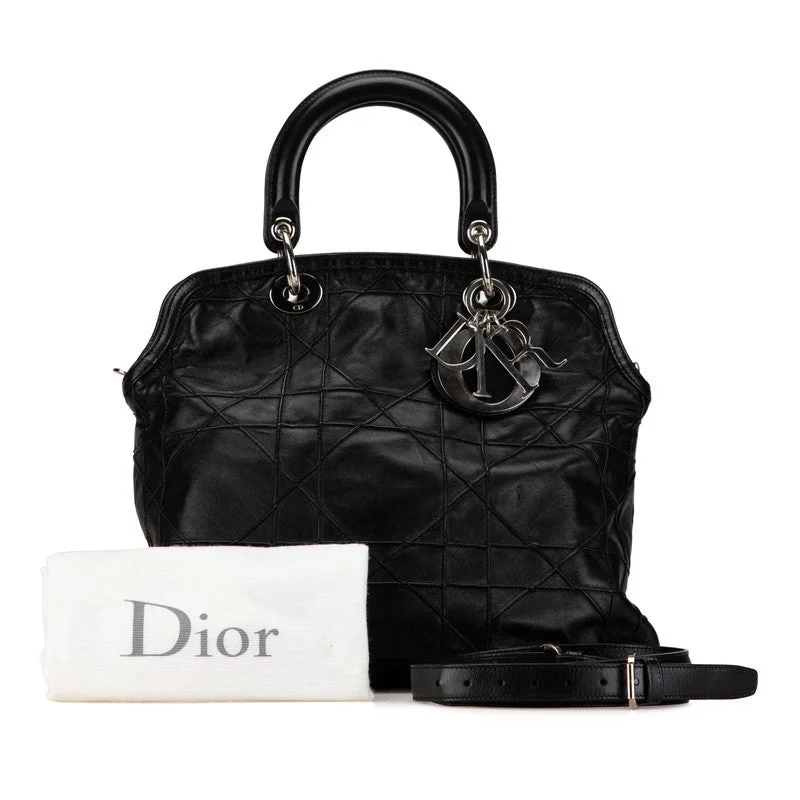 Dior Cannage Leather 2WAY Handbag Black