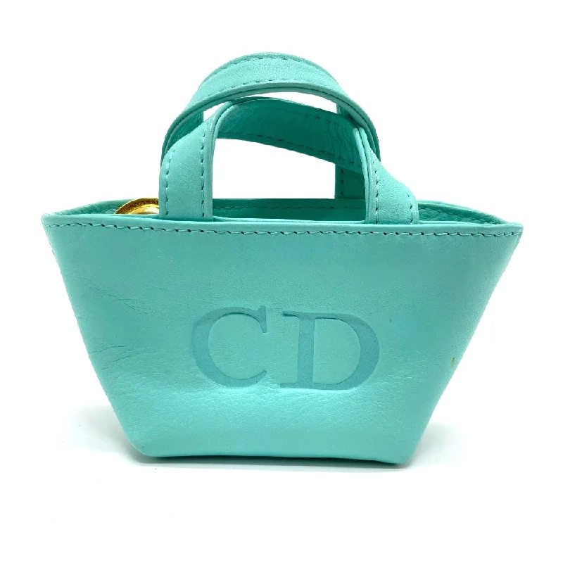 Dior Handbag leather Turquoise Blue x Gold Metal CD logo Micro bag Women Used Authentic