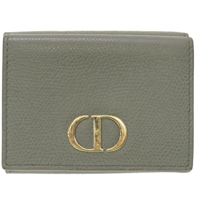 Christian Dior Leather Gray Trifold Wallet