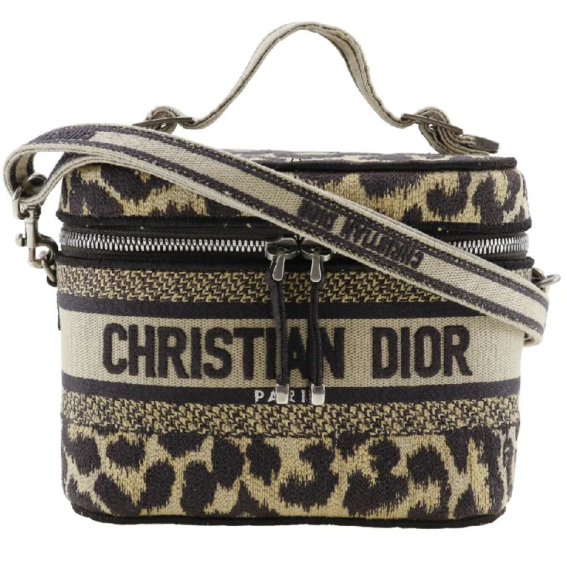 Dior Canvas Vanity Handbag 2WAY Leopard