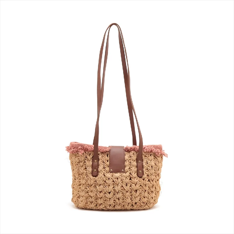 Chanel 2.55 Raffia X Leather Tote Bag Beige G  14th