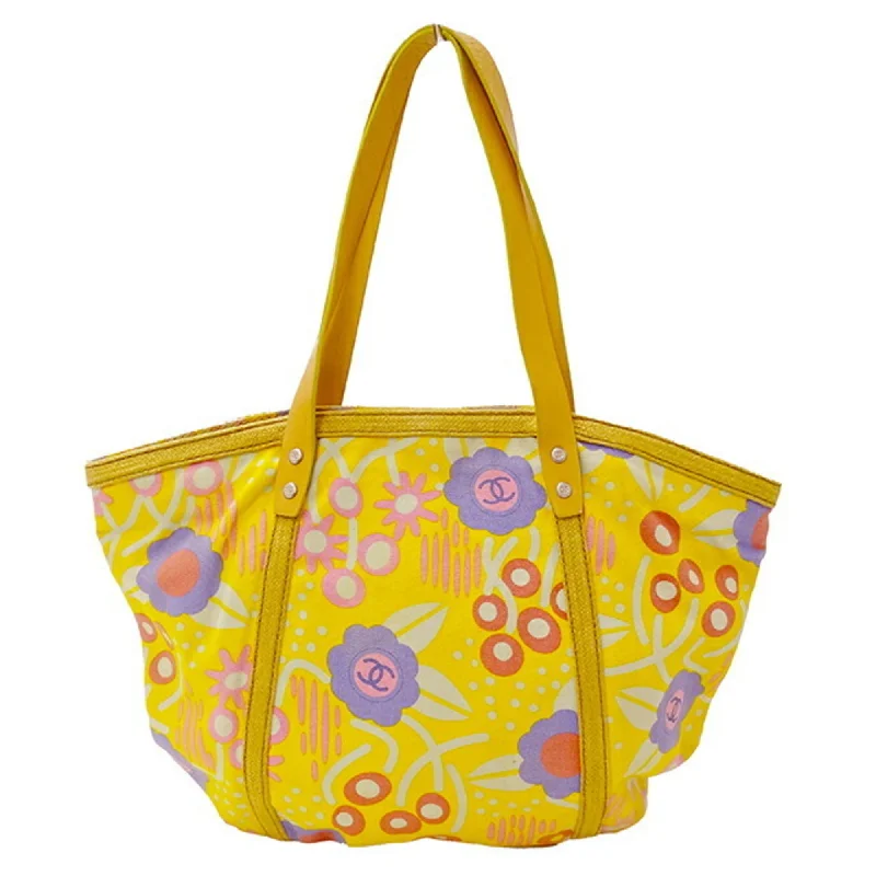 CHANEL bag Lady's tote canvas high summer yellow multicolored flower