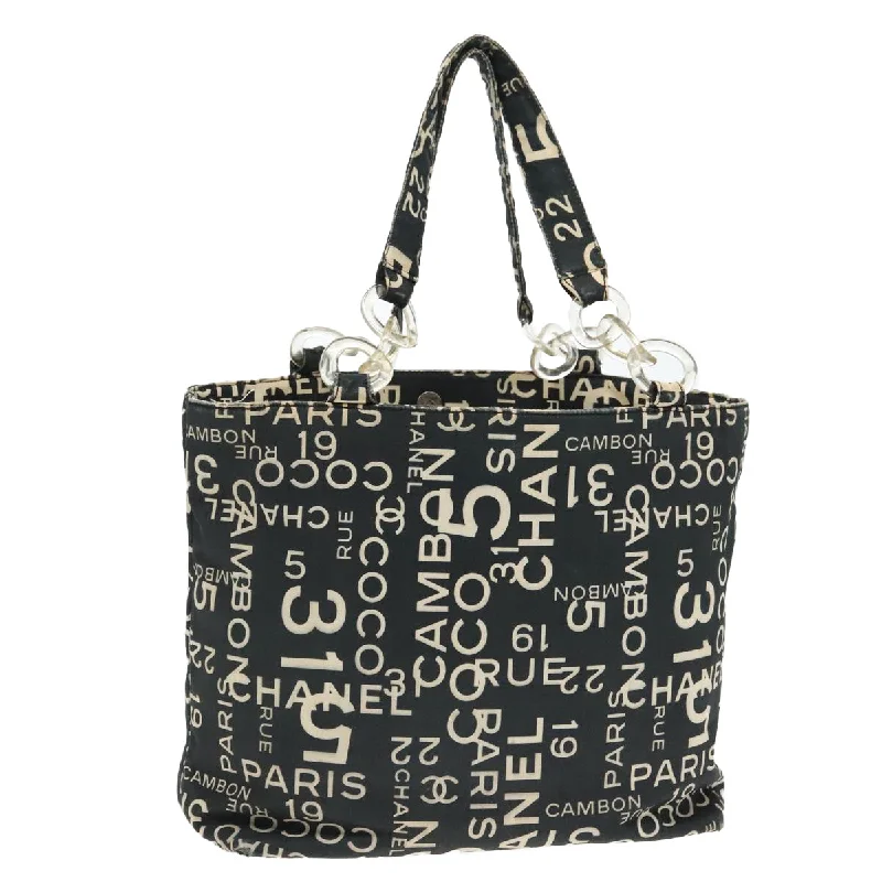 CHANEL Bysy Line Tote Bag Canvas Black CC  bs18279