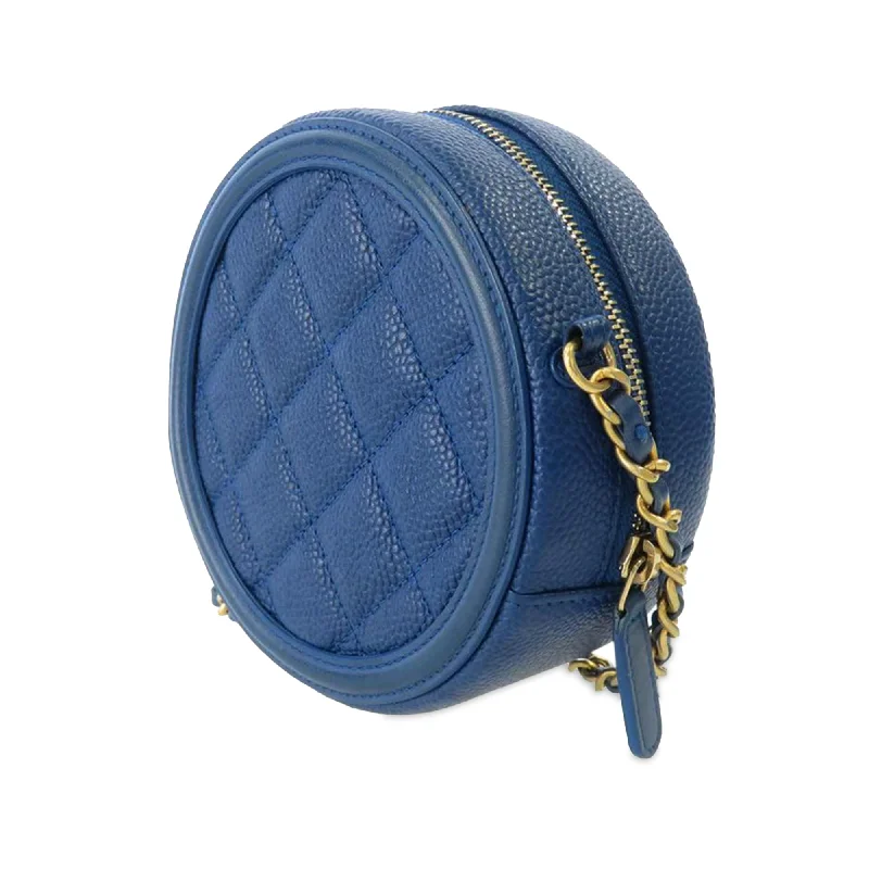 CHANEL Caviar CC Filigree Round Crossbody Crossbody Bag