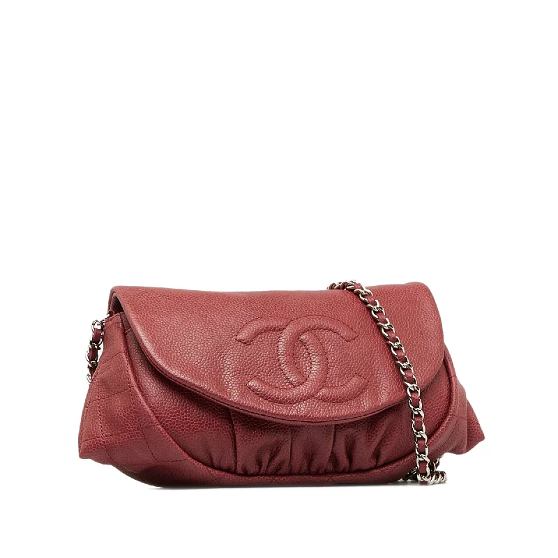 CHANEL Caviar CC Half Moon Flap Crossbody Bag