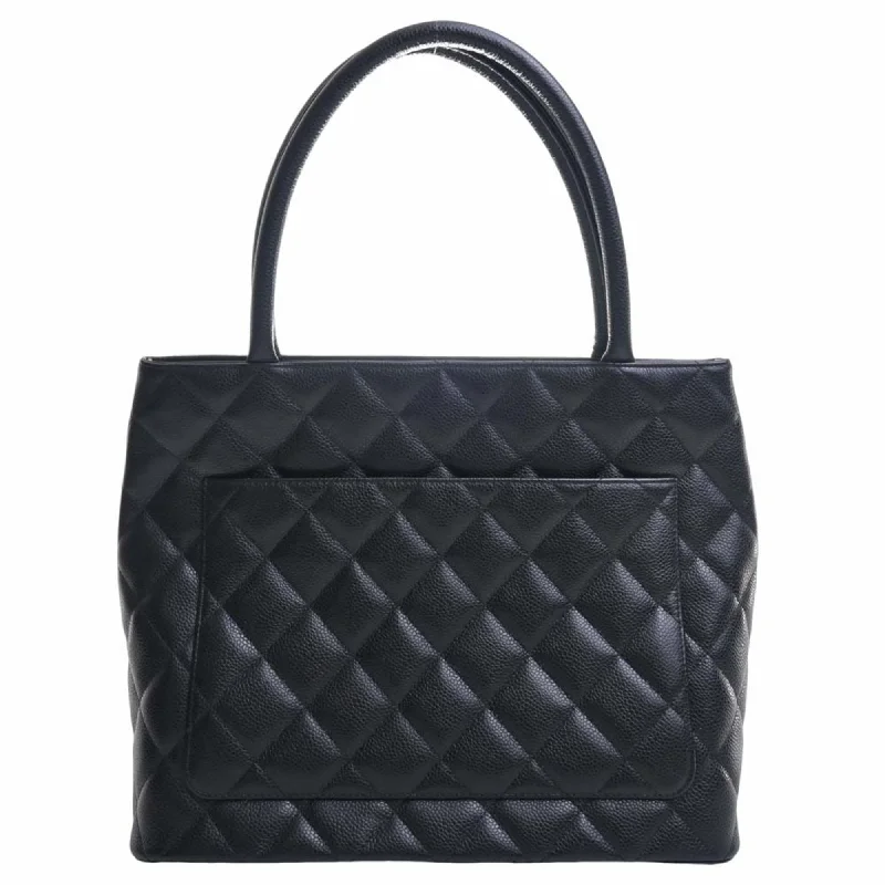 CHANEL Caviar Skin Coco Mark Reprint Tote Bag Black Ladies