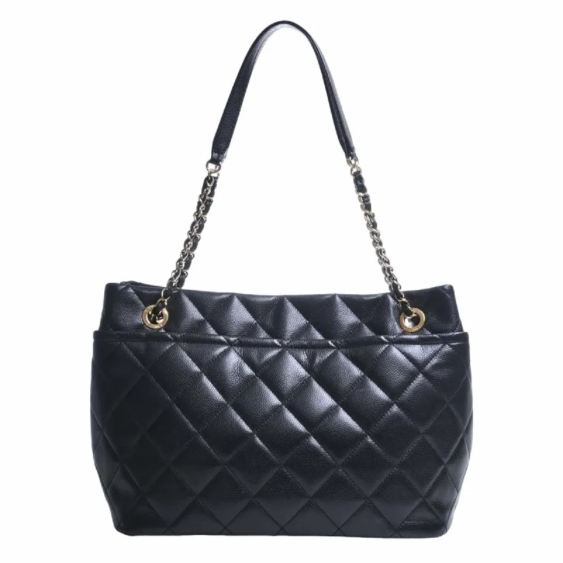 CHANEL Caviar Skin Matelasse Coco Mark GST Chain Tote Bag Black Ladies