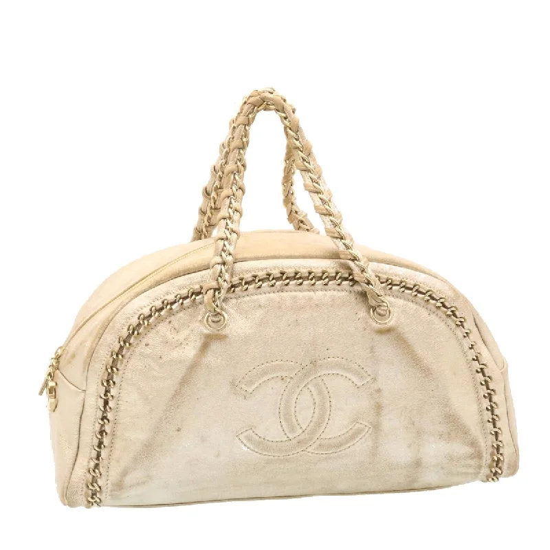 CHANEL Caviar Skin Tote Bag Leather White CC  28380A