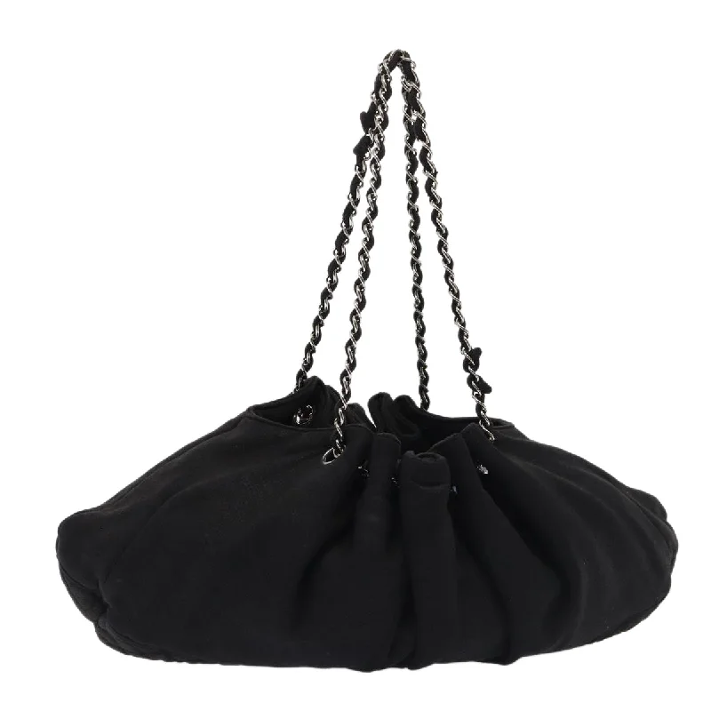 CHANEL Matelasse Chain Tote Bag Cotton Black CC  bs16859