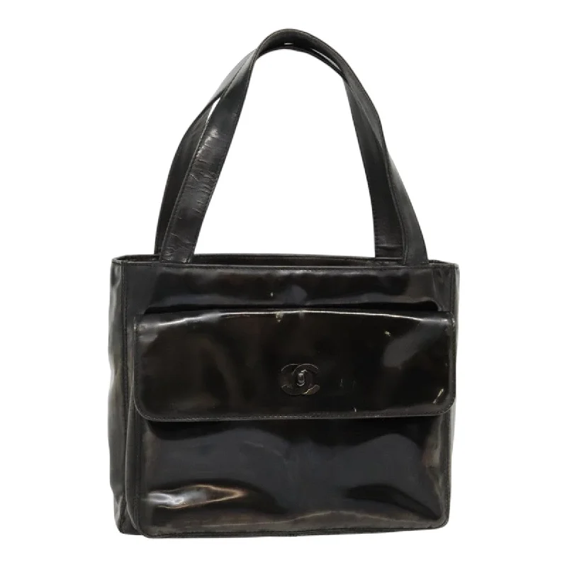 CHANEL Tote Bag Patent leather Black CC  bs18064