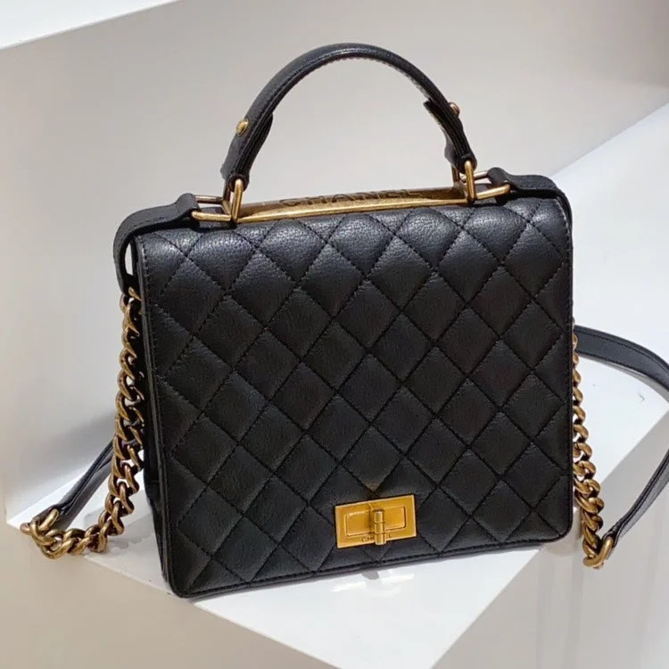 Chanel 2.55 Handel Black Calfskin Leather 17xx