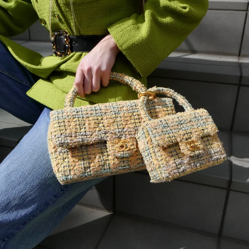 CHANEL 1994 Yellow Tweed Handbag Set