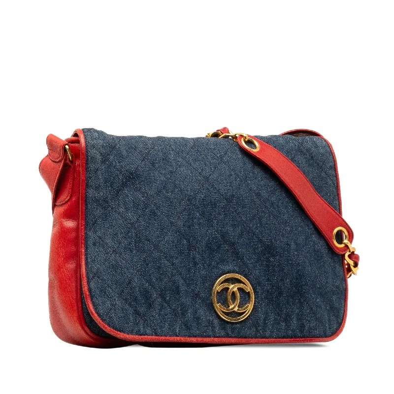 CHANEL CC Quilted Denim Flap Crossbody Bag