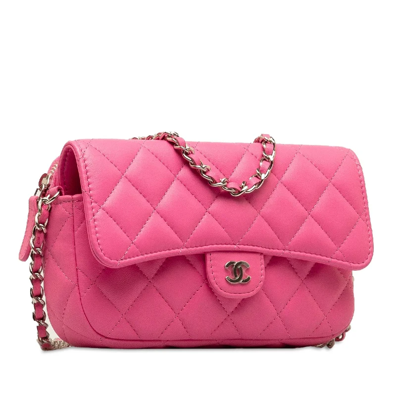 CHANEL CC Quilted Lambskin Flap Phone Case on Chain Crossbody Bag