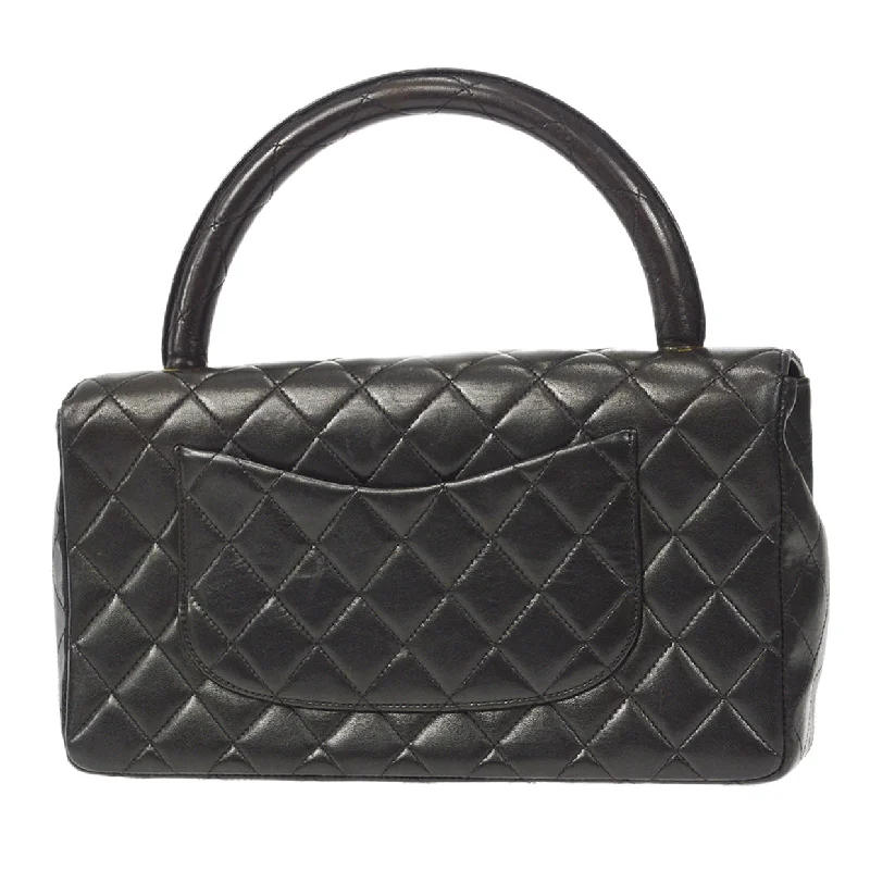 CHANEL Classic Single Flap Medium Handbag Black Lambskin 12123