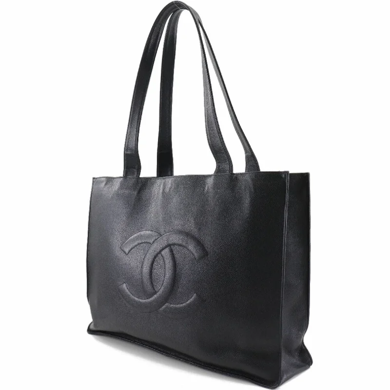 CHANEL Coco Mark Matte Caviar Skin Black Women's Tote Bag