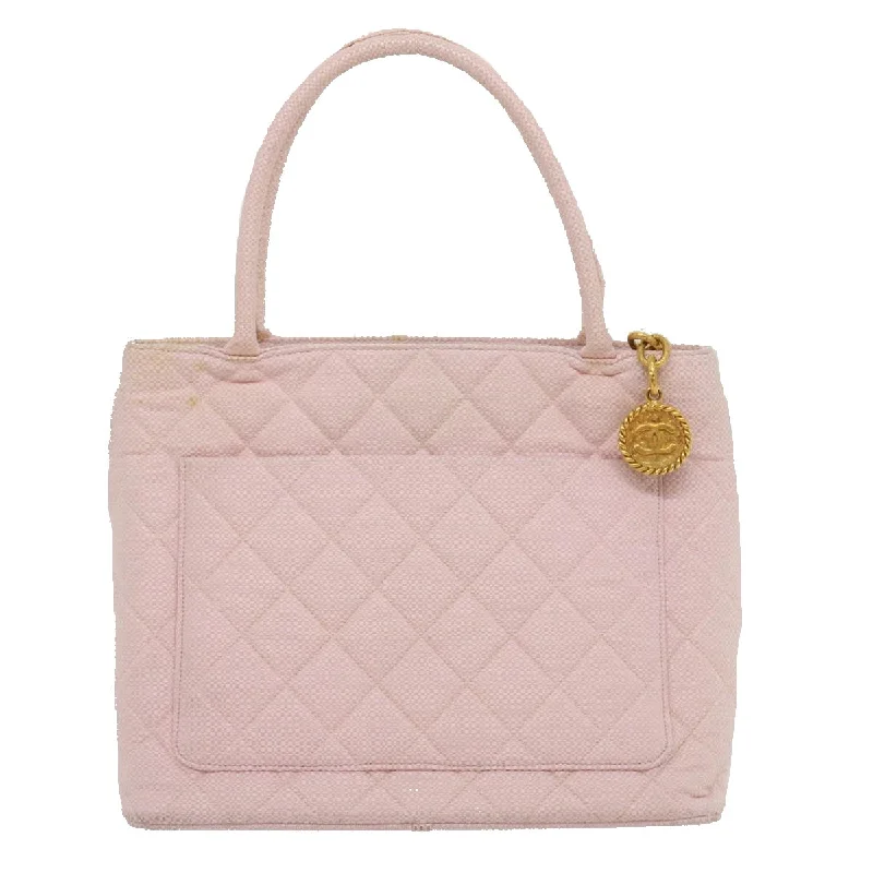 CHANEL COCO Mark Tote Bag cotton Pink CC  29713A