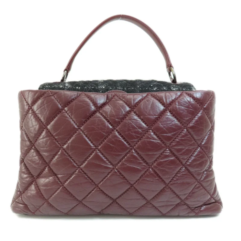 CHANEL Matelasse Coco Mark Handbag Calf/Tweed Women's