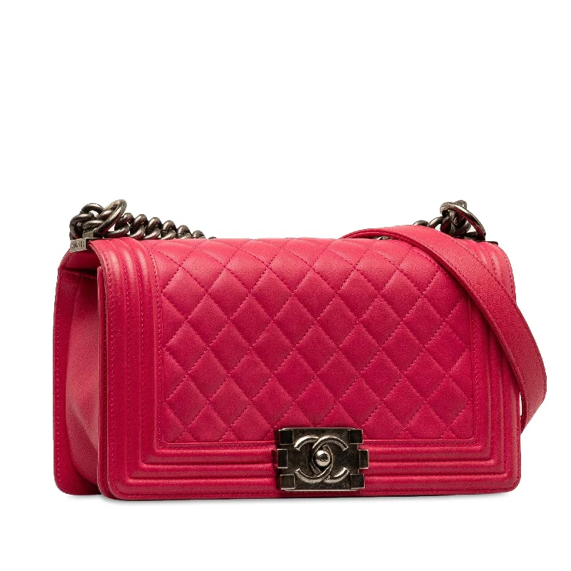 CHANEL Medium Lambskin Boy Flap Crossbody Bag