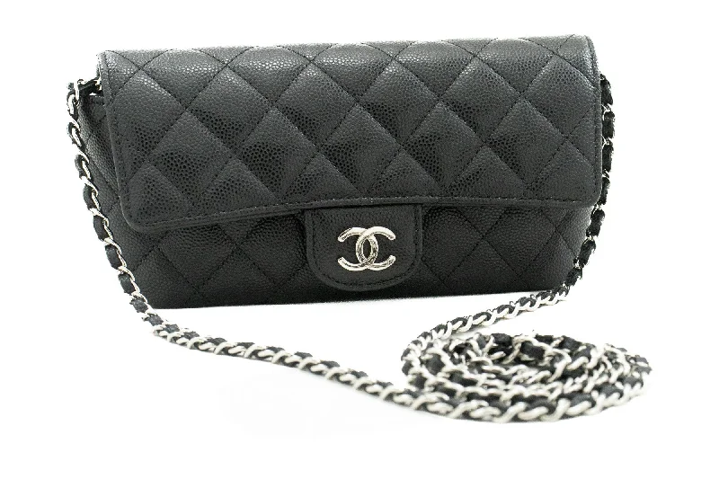 CHANEL Flap Phone Holder With Chain Bag Black Crossbody Clutch