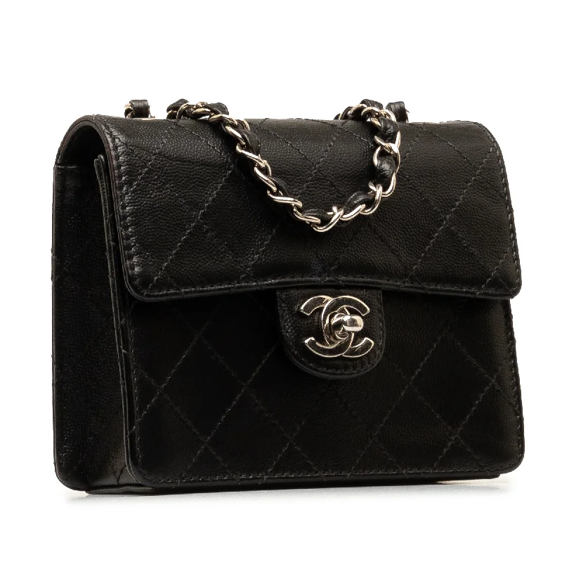 CHANEL Mini Square Classic Quilted Caviar Flap Crossbody Bag