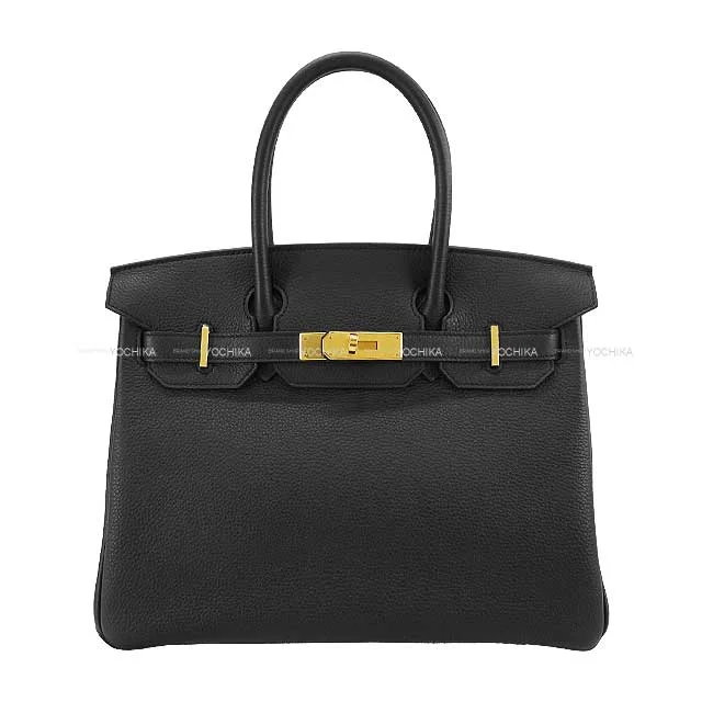 HERMES Handbag Birkin30 Noir (Black) Veau Togo Gold HW Stamp Y[EXCELLENT][Authentic]