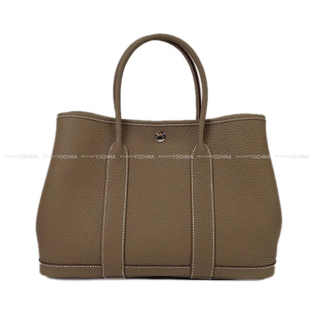 HERMES tote bag Garden Party 30 TPM All Leather Etoupe Veau Negonda Silver HW Stamp Z[EXCELLENT][Authentic]