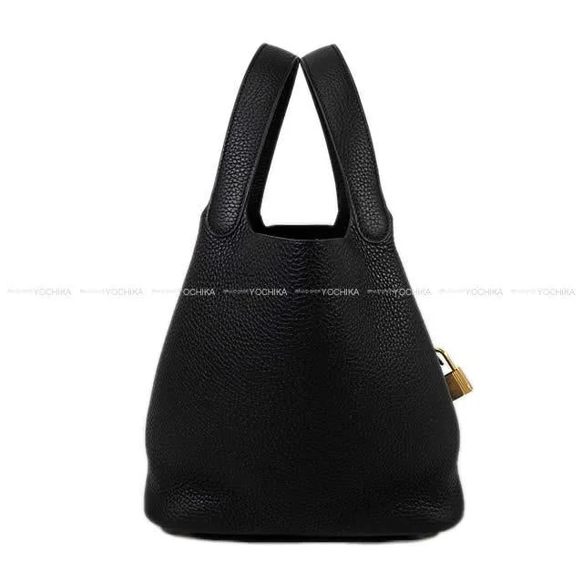 HERMES Handbag Picotin Lock 22 MM Noir (Black) Taurillon Clemence Gold HW Stamp W[BRAND NEW][Authentic]