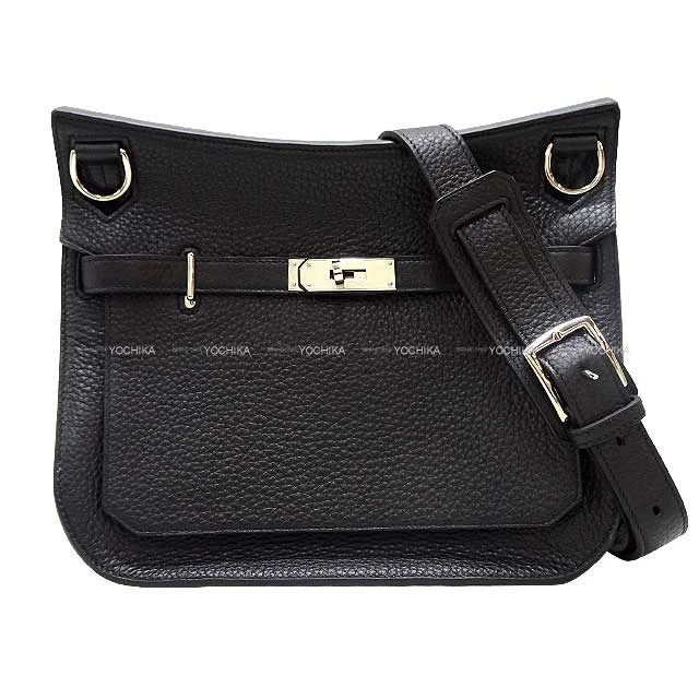 HERMES Shoulder bag Jypsiere 28 Noir (Black) Taurillon Clemence Silver HW Stamp □P[EXCELLENT][Authentic]